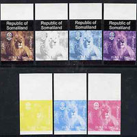 Somaliland 1997 Lion 25,000 SL (from Animal def set) set of 7 imperf progressive proofs comprising the 4 individual colours plus 2, 3 and all 4-colour composites unmounted mint
