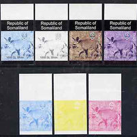 Somaliland 1997 Bat-Eared Fox 1,000 SL (from Animal def set) set of 7 imperf progressive proofs comprising the 4 individual colours plus 2, 3 and all 4-colour composites unmounted mint