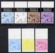 Somaliland 1997 Bat-Eared Fox 1,000 SL (from Animal def set) set of 7 imperf progressive proofs comprising the 4 individual colours plus 2, 3 and all 4-colour composites unmounted mint