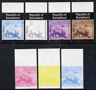 Somaliland 1997 Warthog 4,000 SL (from Animal def set) set of 7 imperf progressive proofs comprising the 4 individual colours plus 2, 3 and all 4-colour composites unmounted mint