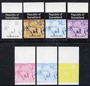 Somaliland 1997 Oryx 10,000 SL (from Animal def set) set of 7 imperf progressive proofs comprising the 4 individual colours plus 2, 3 and all 4-colour composites unmounted mint
