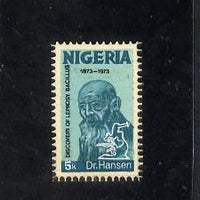 Nigeria 1973 Centenary of Discovery of Leprosy Bacillus - delightful stamp-size hand-painted artwork for 5k value by Austin Ogo Onwudimegwu (the designer of the issued stamp) showing Dr Hansen & Microscope, very similar to his iss……Details Below