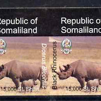 Somaliland 1997 Black Rhino 15,000 SL (from Animal def set) unmounted mint imperf pair