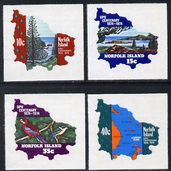 Norfolk Island 1974 UPU Centenary self-adhesive set of 4 in shape of Map unmounted mint, SG 158-61*