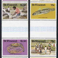 St Vincent 1986 Freshwater Fishing 2 x sets of 4 in se-tenant gutter pairs unmounted mint SG 1045-48