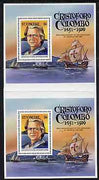 St Vincent 1992 50th Anniversary of Discovery of America $6 m/sheet (Columbus & Santa Maria) vertical pair (folded but unmounted mint) from uncut House of Questa archive sheet, SG MS 1901a.