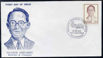 Philippines 1982 Nicanor Abelardo (composer) Commemoration illustrated cover with special cancel