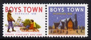 Cinderella - United States 1958 Boys Town, Nebraska fine mint set of 2 labels showing boys & Church inscribed Father Flanagan's Boys Home