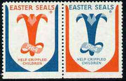 Cinderella - United States 1964 Crippled Children Easter Seals, fine unmounted mint set of 2 labels showing logo with inscription 'Help Crippled Children'