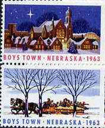 Cinderella - United States 1963 Boys Town, Nebraska fine unmounted mint set of 2 showing Horse-drawn sledge & Church