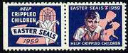 Cinderella - United States 1959 Crippled Children Easter Seals, fine mint set of 2 showing boy on crutches unmounted mint