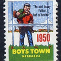 Cinderella - United States 1950 Boys Town, Nebraska fine unmounted mint labels showing Boy carrying another in snow inscribed 'He ain't heavy Father, he's m' brother'*