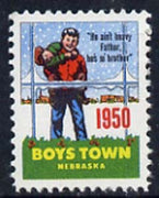 Cinderella - United States 1950 Boys Town, Nebraska fine unmounted mint labels showing Boy carrying another in snow inscribed 'He ain't heavy Father, he's m' brother'*