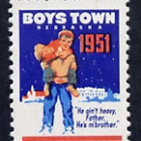 Cinderella - United States 1951 Boys Town, Nebraska fine unmounted mint labels showing Boy carrying another in snow inscribed 'He ain't heavy Father, he's m' brother'*
