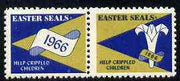 Cinderella - United States 1966 Crippled Children Easter Seals, fine mint set of 2 labels showing logo and date in scroll unmounted mint