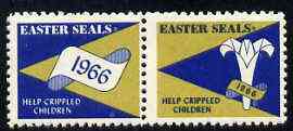 Cinderella - United States 1966 Crippled Children Easter Seals, fine mint set of 2 labels showing logo and date in scroll unmounted mint