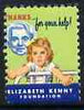 Cinderella - United States Sister Kenny Foundation fine mint label showing girl with outstretched arms inscribed 'Thanks for your help'*