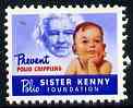 Cinderella - United States Sister Kenny Foundation fine mint label showing baby boy inscribed 'Prevent Polio Crippling'*
