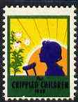 Cinderella - United States 1939 Crippled Children fine mint label showing silhouette of crippled child