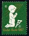 Cinderella - United States 1967 Crippled Children Easter Seal, fine mint label showing child with crutches praying*