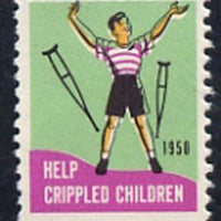 Cinderella - United States 1950 Crippled Children Easter Seal, fine unmounted mint label showing child walking without his crutches*