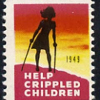 Cinderella - United States 1949 Crippled Children fine mint label showing silhouette of crippled child unmounted mint*
