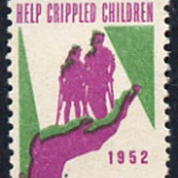 Cinderella - United States 1952 Crippled Children fine mint label showing hand holding crippled children unmounted mint*