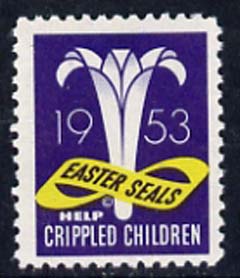 Cinderella - United States 1953 Crippled Children Easter Seal, fine mint label showing logo unmounted mint*
