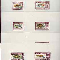 Guinea - Conakry 1970's Fish the set of 11 imperf deluxe sheets for the unissued series (3f to 200f)