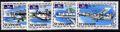 St Vincent 1982 50th Anniversary of Airmail Services unmounted mint set of 4 opt'd SPECIMEN, as SG 7-2-05