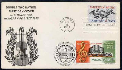 United States & Hungary 1964-75 combination cover for US Music & Franz Liszt with appropriate cancels