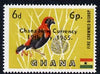 Ghana 1967 Surcharged 5np on 6p on 6d Bishop Bird unmounted mint with surch inverted, Mi 447