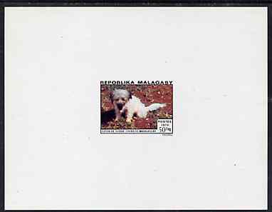 Malagasy Republic 1974 Dogs 50f (Coton) imperf deluxe sheet on sunken card in full issued colours, as SG 289