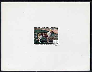 Malagasy Republic 1974 Dogs 100f (Hunting Dog) imperf deluxe sheet on sunken card in full issued colours, as SG 290