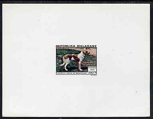 Malagasy Republic 1974 Dogs 100f (Hunting Dog) imperf deluxe sheet on sunken card in full issued colours, as SG 290