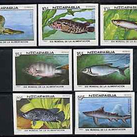 Nicaragua 1987 World Food Day (Fishes) complete set of 7 IMPERF, as SG 2917-23
