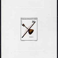 Congo 1977 Musical Instruments 30f (Esanga) imperf deluxe sheet on sunken card in full issued colours, as SG 473