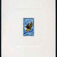 New Caledonia 1966 Birds 2f (Caledonian Whistler) imperf deluxe sheet on sunken card in full issued colours, as SG 405