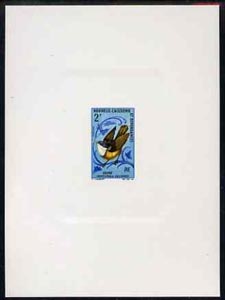 New Caledonia 1966 Birds 2f (Caledonian Whistler) imperf deluxe sheet on sunken card in full issued colours, as SG 405