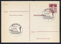 Postmark - West Berlin 1968 8pfg postal stationery card with special cancellation for German-American Popular Music Festival illustrated with Trumpet Player