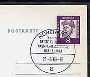 Postmark - West Berlin 1968 postcard bearing 8pfg stamp with special cancellation for USA-Europe Space Travel Conference
