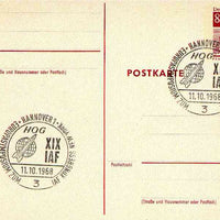 Postmark - West Berlin 1968 8pfg postal stationery card with special cancellation for Symposium of Scientists in preparation for International Astronautical Federation Congress in New York, illustrated with Rocket & Initials HOG (……Details Below