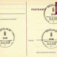 Postmark - West Berlin 1967 postcard bearing 8pfg stamp with special cancellation for Systems Engineering Symposium illustrated with IBM Insignia