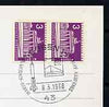 Postmark - West Berlin 1968 postcard bearing 2 x 3pfg stamps with special cancellation for the Essen Space On Stamps Exhibition illustrated with a Rocket & Krupp Departmental Store