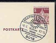 Postmark - West Berlin 1968 8pfg postal stationery card with special cancellation for the Grafing (near Munich) Stamp Collector's Association illustrated with '666 Millwheel' handstamp