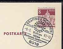 Postmark - West Berlin 1968 8pfg postal stationery card with special cancellation for the Grafing (near Munich) Stamp Collector's Association illustrated with '666 Millwheel' handstamp