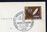 Postmark - West Germany 1966 postcard bearing 10pfg stamp with special cancellation for the Astrophilately Working Group illustrated with Mercury Capsule