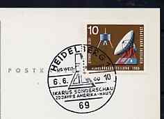 Postmark - West Germany 1966 postcard with special Heidelberg cancellation for the Ikarus Collector's Society Stamp Exhibition illustrated with Space Capsule