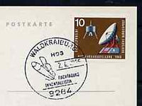 Postmark - West Germany 1966 postcard bearing 10pfg stamp with special cancellation for Special Congress for Atmospheric Ballistics illustrated with Rocket on Launch Pad