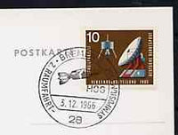 Postmark - West Germany 1966 postcard bearing 10pfg stamp with special cancellation for Second Space Travel Symposium illustrated with Rocket